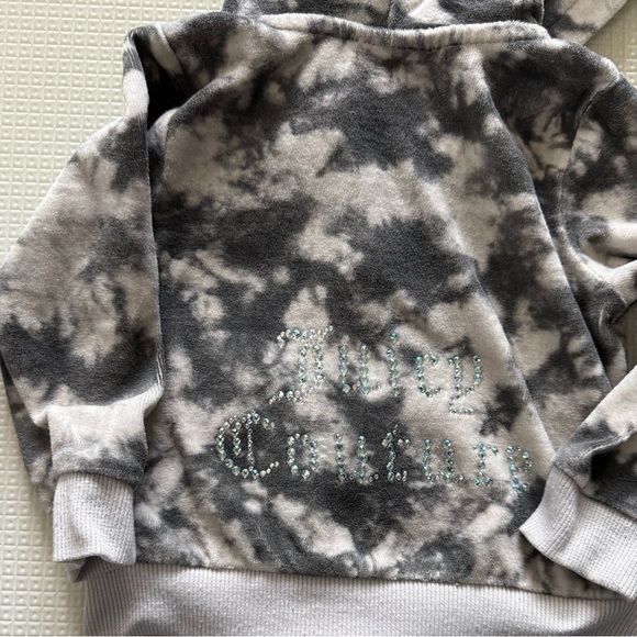 Juicy Couture|Baby girl gray tie dye full zip sweater hoodie,Bling rhinestone• - Picture 4 of 6